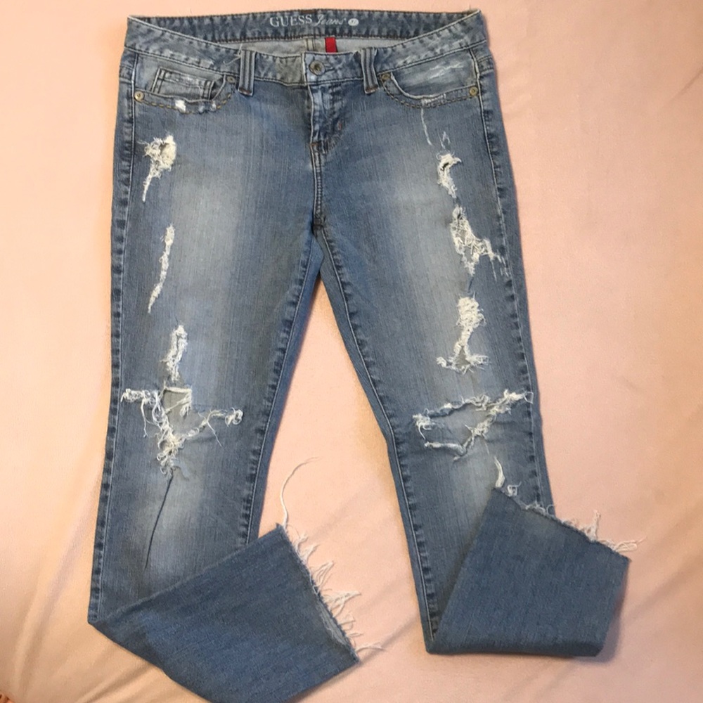 Destructed Guess Straight Leg Jeans